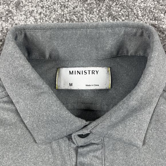 Ministry Polo Shirt Mens Medium Workleisure Workwear Minimalist Gray - Picture 3 of 7